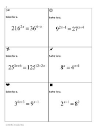 Exponential And Logarithmic Equations Sum Em Activity Equations Exponential Teaching Math