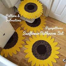 Crochet Sunflower Bathroom Set Sunflower Mat Sunflower Toilet Seat Cover Crochet Tutorial Crochet Pattern Photo Tutorial In 2021 Sunflower Bathroom Crochet Sunflower Bathroom Sets
