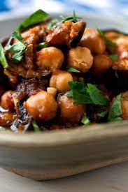 Sweet And Sour Eggplant Tomatoes And Chickpeas Recipe Eating Well Recipes Mediterranean Recipes Recipes