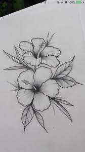 Pin By Nasrallahmarwa On Hibiscus Pencil Drawings Of Flowers Easy Flower Drawings Hibiscus Drawing
