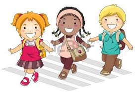 A Small Group Of Kids Crossing The Street Going To School Children Images Clip Art Art
