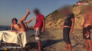 Outdoor Teen Orgy on a Public Beach – Bareback Action