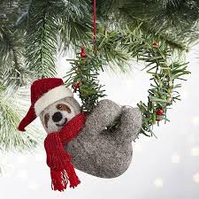 Sloth Wool Felted Ornament Felt Christmas Christmas Bear Felt Christmas Tree