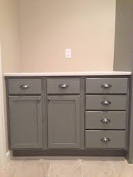 Here Are Our Finished Lower Cabinets Painted Sw Classic French Gray Walls Are Sw Kilm Beige With Pewter Ha Grey Painted Cabinets Painting Cabinets Grey Walls