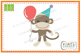 Download Applique Corner Sock Monkey Birthday Cuttable Svg Clipart Design