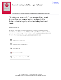 Request pdf | on jan 18, 2011, roger bowles and others published solicitors' remuneration: Pdf A Pit To Put Women In Professionalism Work Intensification Sexualisation And Work Life Balance In The Legal Profession In England And Wales