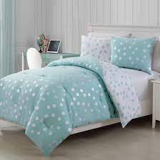 Polka Dots Design Reversible Comforter Set 100 Polyester Aqua Full Size Comforter Sets Bed Linens Luxury Bed Design
