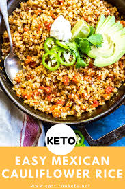 Delicious low carb mexican dinner recipes! This Easy Keto Mexican Cauliflower Rice Is A Super Simple Low Carb Side Dish The Entire Family Wil Mexican Cauliflower Recipe Keto Side Dishes Taco Side Dishes