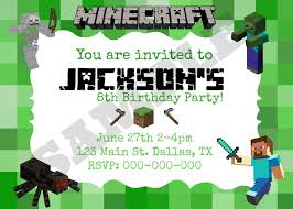 Minecraft invitations 8 per package. Minecraft Birthday Invitation Template Free Minecraft Birthday Invitations Birthday Party Invitations Free Minecraft Party Invitations