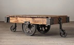 Rail Cart Coffee Table Etsy In 2020 Cart Coffee Table Coffee Table With Wheels Rustic Coffee Tables