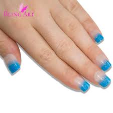 Glitter all that glitters must be from the glam and glits glitter acrylic collection! False Nails By Bling Art Blue Sparkle French Manicure Fake Medium Tips With Glue At 6 99 Gbp Only From Bling Art