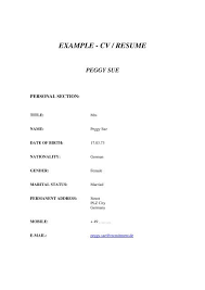 It is the standard representation of credentials within academia. Example Cv Resume Peggy Sue