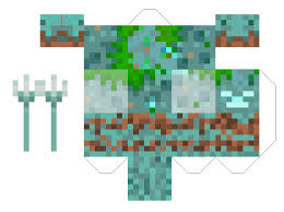 Papercraft Mini Drowned Trident Minecraft Crafts Minecraft Pixel Art Minecraft Costumes