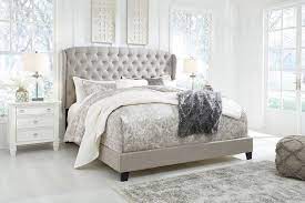 The headboard features a distinctive. Jerary Light Gray Upholstered Wingback Bed By Signature Design By Ashley Furniturepick