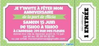 2 Invitations Anniversaire Tickets D Entree A Personnaliser En Ligne Gratuitement Pour Filles Et G Invitation Ticket Invitation Anniversaire Carte Anniversaire