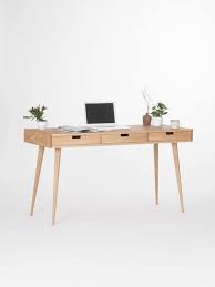 Wooden Desk Office Table Bureau Mid Century Modern Solid Oak Wooden Desk Oak Desk Modern Office Table