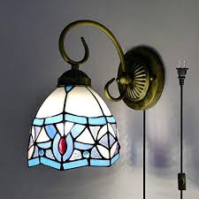 Tuscan hanging candeliere glass pendant sconce decorous wall fixture with a candeliere hanging pendant wall sconce. Plug In Wall Lamp Tiffany Style E26 Base Glass Shade Wall Sconce Nunu Lighting