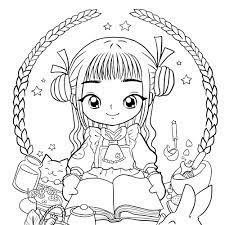 Coloriage Kawaii Personnage Dessin Animé Dessin Manga Anime Fille Mignon  Pour Les Enfants | Vecteur Premium