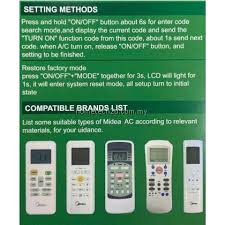 Some remotes do have reset function enabled on the remote. Midea Air Cond Remote Control Aircond Multi Replacement Huayu K Md1357 Air Conditioner