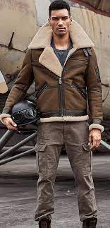 Men S B3 Shearling Sheepskin Bomber Jacket Pilots Coat Men S Fur Coat Winter Flying Jacket Mens Fur Coat Flying Jacket Mens Shearling Jacket