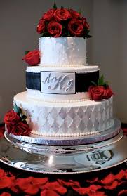 Black And White Wedding Cakes With Red Roses Wedding Planners Los Angeles Wedding Coordinators Wedding Cake Red Black And White Wedding Cake Big Wedding Cakes
