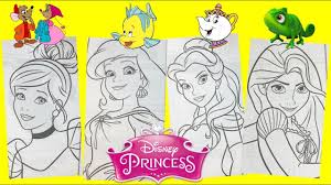 Princess coloring book i is a free cartoon game for girls to play online at mafagames.com. Disney Princess Coloring Book Compilation Belle Cinderella Rapunzel Ariel For Kids Youtube
