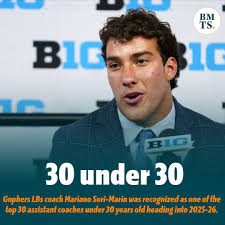 Gophers LBs coach Mariano Sori-Marin has been recognized by 247Sports as  one of the top 30 assistant coaches under 30 years old heading into 2025.  Read more:  https://www.si.com/college/minnesota/gophers-football/gophers-lbs-coach-recognized-among-30  ...