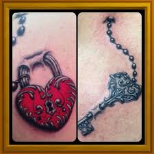Couples Tattoo Heart Locket And Key Looks Like They Are Under The Couple Tattoos Couple Tattoos Unique Couple Tattoo Heart