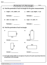 Only the perimeter and the length of one of its side are known. Rectangles Worksheets