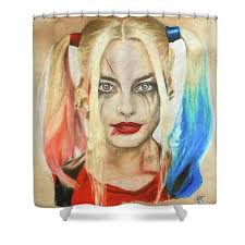 Harley Quinn Margot Robbie Shower Curtain by Robert McClain III