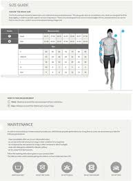 arena elite mens size chart 2018