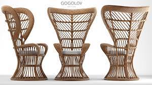 38.2 high x 24.6 wide x 30.7 deep; 133 Chair Modeling Rattan High Back Armchair Circa 1950 Autodesk 3ds Max Youtube