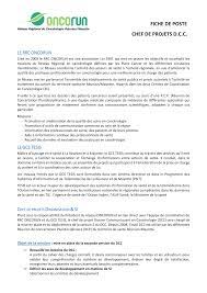 Une fiche de poste pour un responsable projet permet : Fiche De Poste Chef De Projets D C C Le
