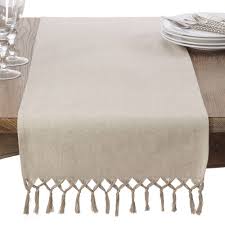 108 X 16 Cotton Knotted Tassel Table Runner Saro Lifestyle In 2020 Saro Lifestyle Block Printing Fabric Table Runners