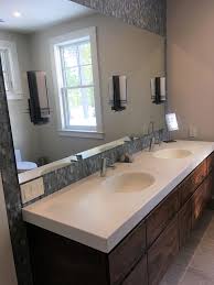floating double vanity with corian top