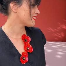 Collier Scarlett, collier Coquelicots, Verpal Bijou Unique et Poétique