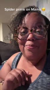 I have to watch my back now. She’s already plotting get back. 😂 I wish the  sound would have come thru 😂😂😂 #spideronmyface #spider #fypシ  #familyprank #jokester