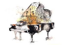 Design your everyday with grand piano art prints you'll love. Hd Wallpaper Grand Piano Painting The City Notes People Rain Figure Art Wallpaper Flare