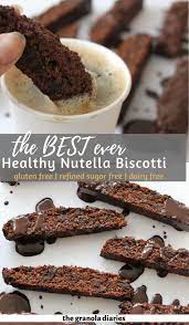 Healthy Chocolate Hazelnut Biscotti The Granola Diaries Recipe Nutella Recipes Healthy Nutella Healthy Chocolate
