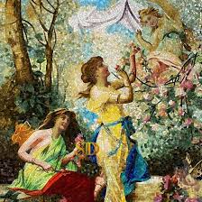 China Famous European Oil Painting Beautiful Ladies Art Glass Mosaic Tile Pattern For Bathroom Wall Decor China History Of Glass Mosaic Art Glass Mosaic Wall Art Murals