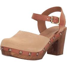 Eric Michael Harley Womens Taupe Leather Ankle Strap Block Heel Sandals