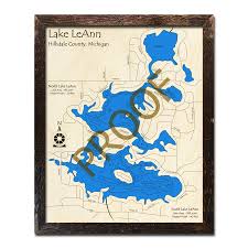 Lake Leann Mi 3d Wood Topo Map