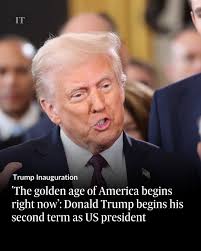 The golden age of America begins right now': Donald Trump begins his second  term as US president.  https://www.irishtimes.com/world/us/2025/01/20/donald-trump-inauguration-live-updates/  Photographs .Kevin Lamarque