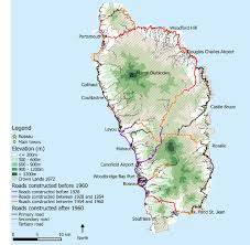 Dominica, officially the commonwealth of dominica, is an island country in the caribbean. Topographic Map Of Dominica Showing The Capital City Roseau And Other Download Scientific Diagram