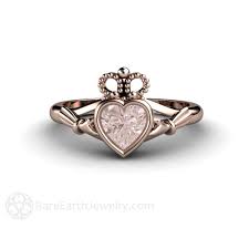 Morganite Claddagh Ring Irish Engagement Or Promise Ring Rose Engagement Ring Celtic Wedding Rings Irish Engagement Rings