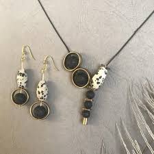 Black And White Jewelry Sets Jewelry Set Handmade Necklace And Matching Earrings Black And White Jewelry Unique Design Gift For Her Jewelry For Women Jewelry Sets Jewelry Beautiful Gifts For Her