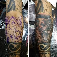Collection by javier alcantar • last updated 7 weeks ago. Homemade Like Colored Roaring Werewolf Tattoo On Leg Tattooimages Biz