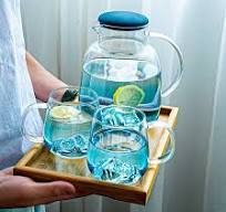 Amazon.com: luckxuan Iced Tea Pitcher Blue Glass Pitcher ...
