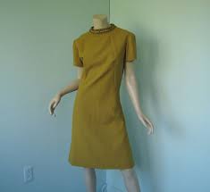 Ancient Gold Shift Dress Jacket 1960 S Mod Outfit In Mustard Green Cocktail Dress Green Cocktail Dress Short Sleeve Dresses Jacket Dress