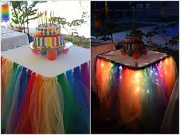 5 Fabulous Table Skirt Ideas For Parties And Weddings Rainbow Birthday Party Party Decorations Tutu Table